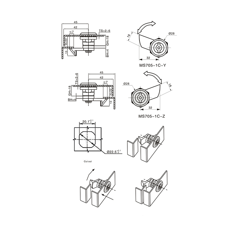 MS705-1C Impact Type Cylindric Locks