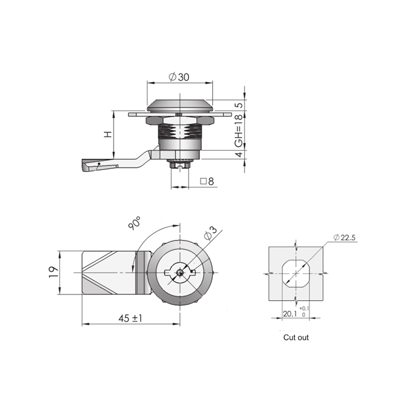 MS705-3B-1￠5mm One-line Type Cylindric Locks