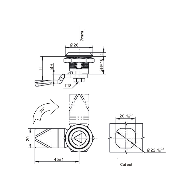 MS705-3B-1￠5mm One-line Type Cylindric Locks