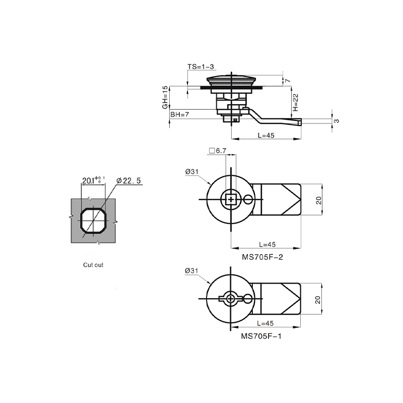 MS705F-1 Double Fin Core Industrial Cylindric Locks