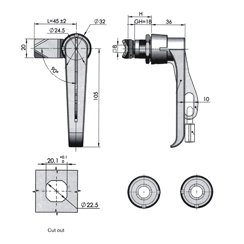 MS842 With Padlock 90°Rotation for Opening or Locking Handle Locks