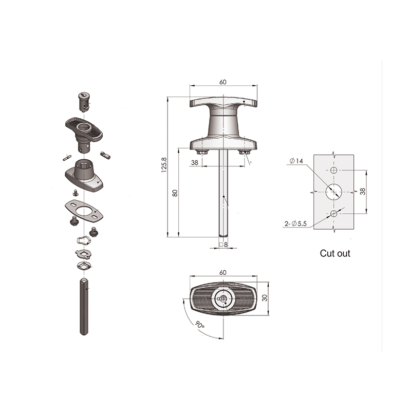 MS314-1 90°Rotation Industrial Handle Locks With Insert