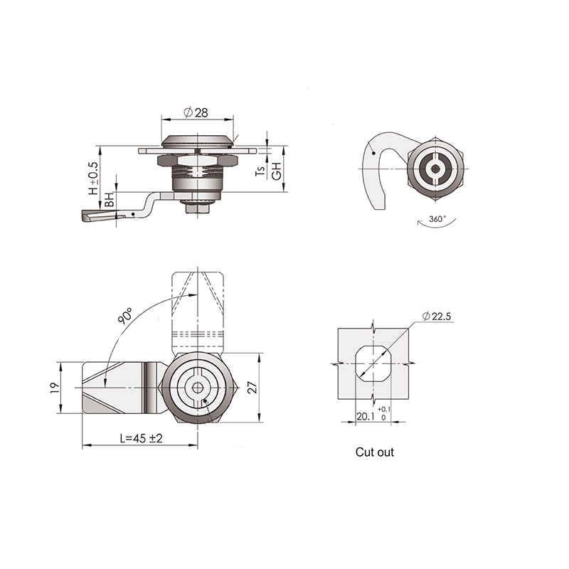 MS705-3M-4 SUS304 Stainless Steel Cylindric Locks