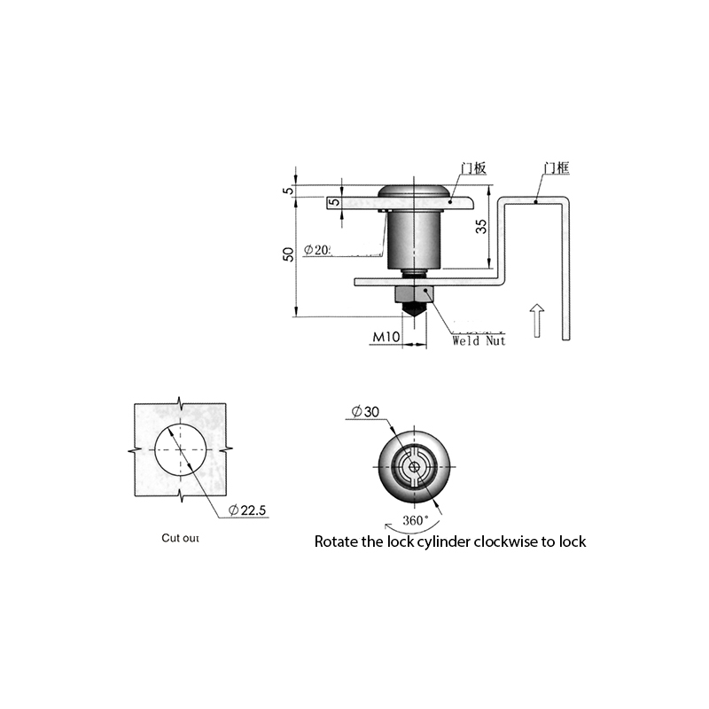 MS704-2 Screw Lock Industrial Cylindric Locks