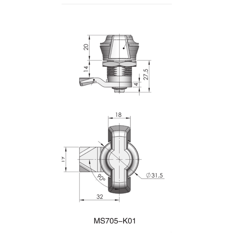 MS705-K02 White Zinc Plated Steel Bolt Cylindric Locks