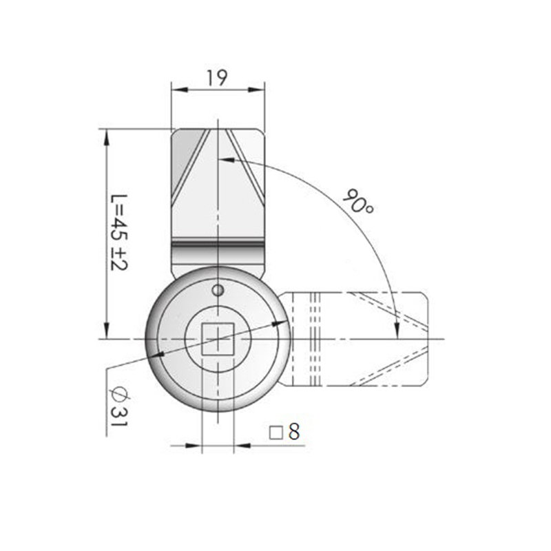 MS705F-2A 8*8 Square Galvanized Steel Steel Cylindric Locks