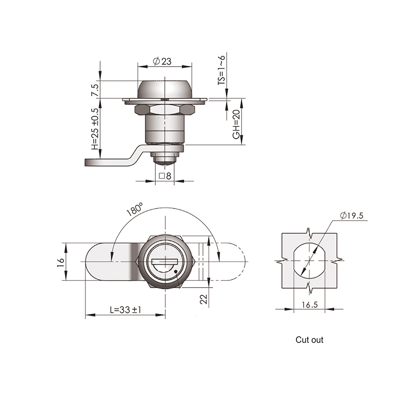 MS706-3 No Climbing or Dust Cover Cylindric Locks