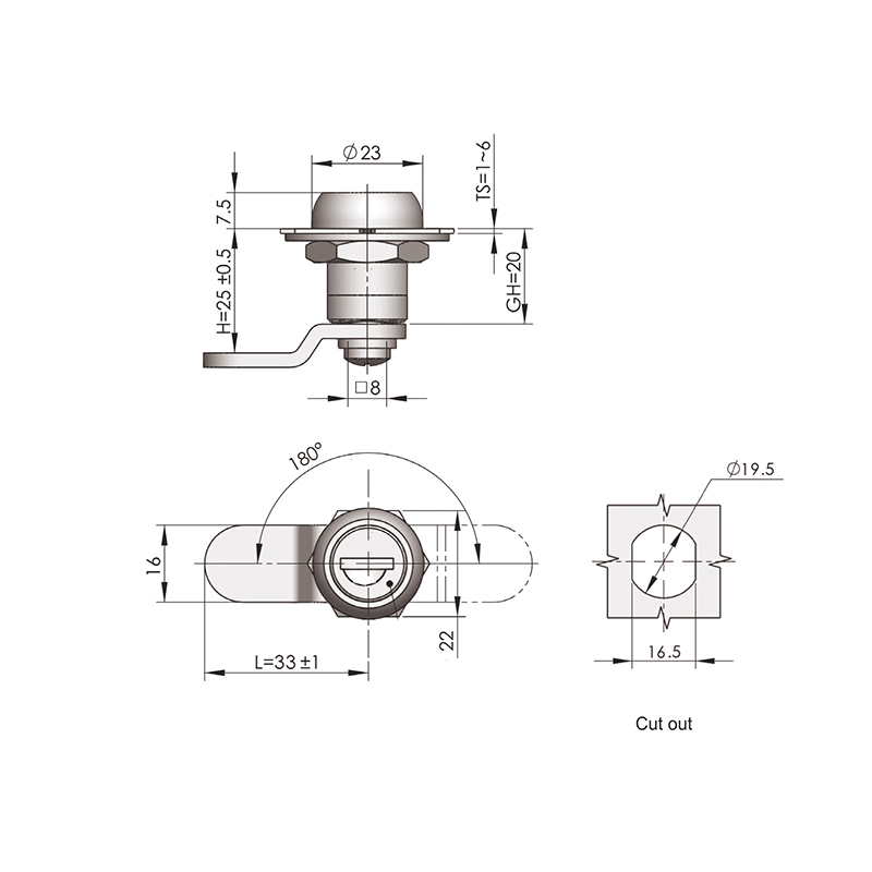 MS706-1 with Rubber Industrial Cylinder Pull Locks