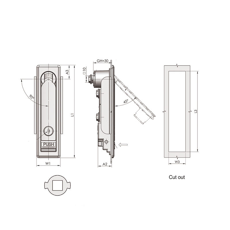 MS712 Conventional Blade Lock Cylinder Flat Door Locks