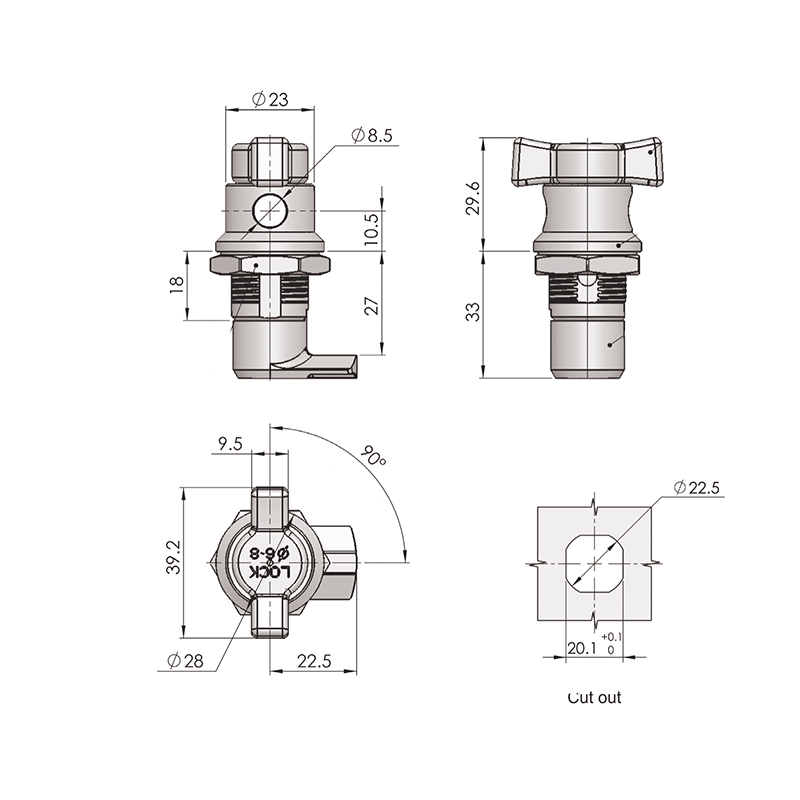 MS714-7-2 970N Maximum Static Load Cylindric Locks