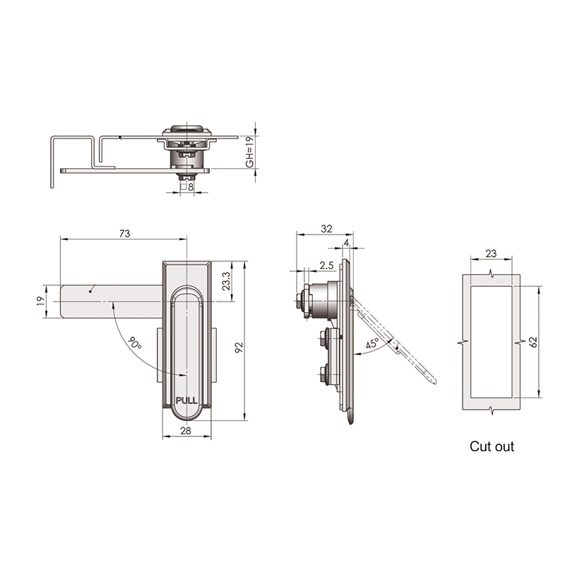 MS717-1 Carbon Steel Pressing Plate Flat Door Locks