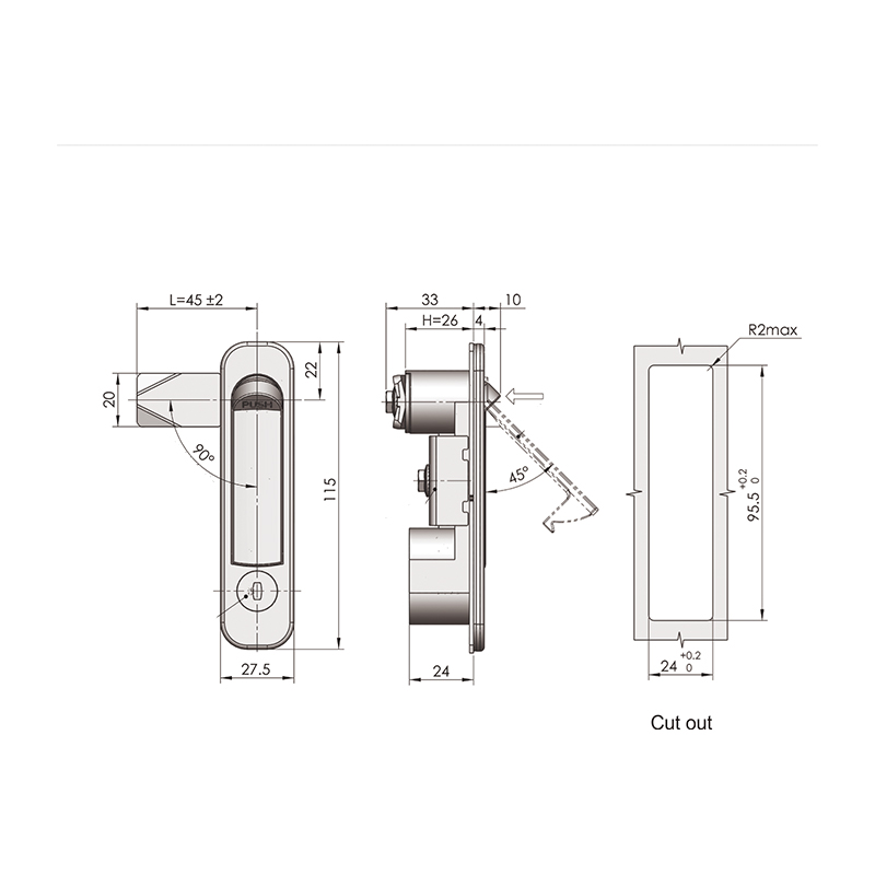 MS737 Matt Chrome Base Industrial Flat Door Locks