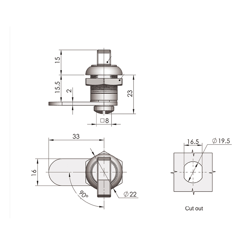 MS745-1 40 N.m Knob Type Industrial Cylindric Locks