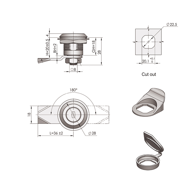 MS805 Black Light Spray Plastic Base Cylindric Locks