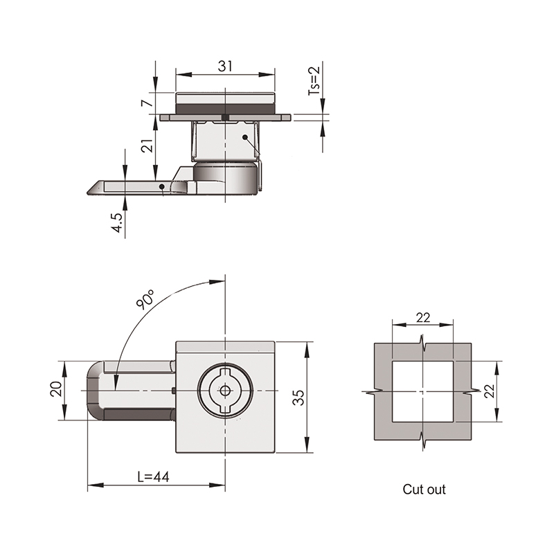 MS813-B 90°Rotation 580N Load Stainless Steel Locks