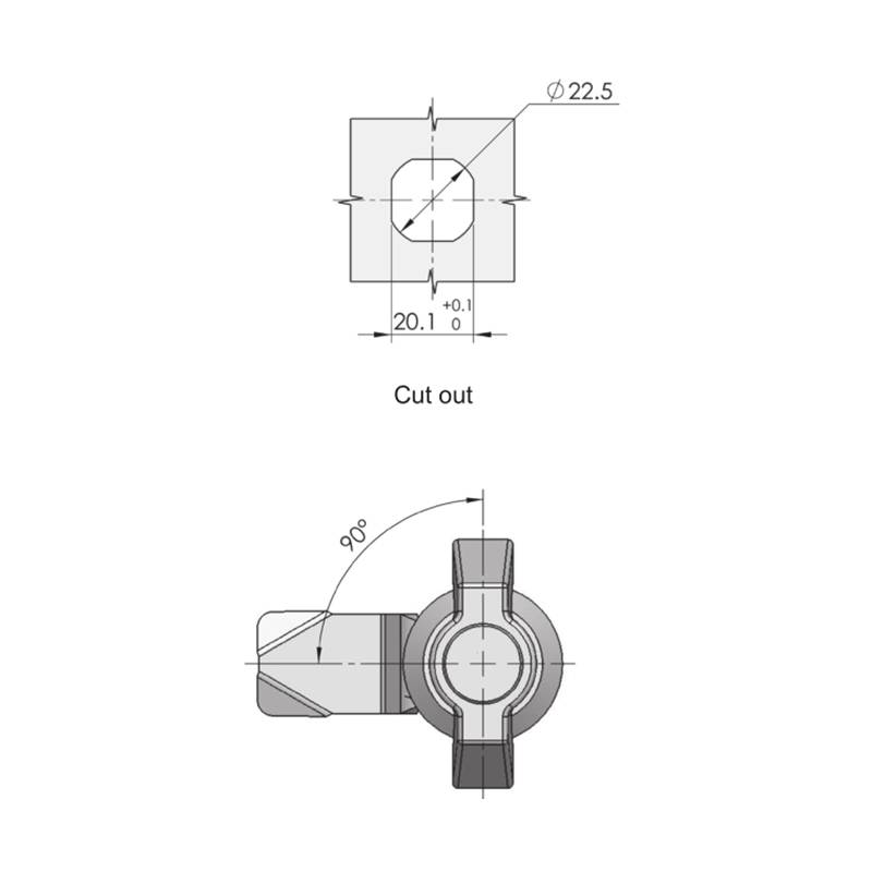 MS815-4A White Zinc Nut Black Paint Base Cylindric Locks