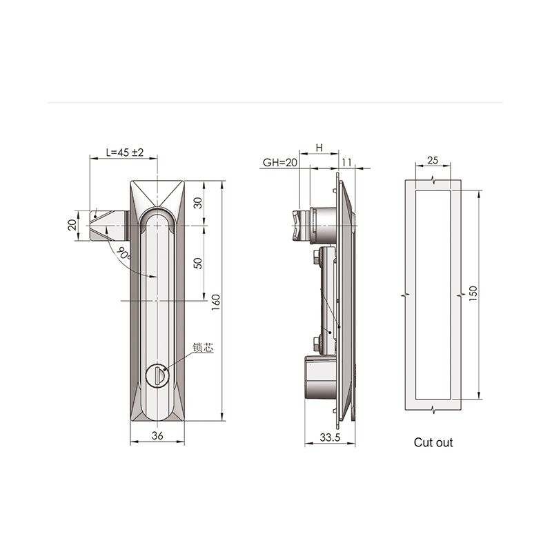 MS861-2 Black Linen Spray Painted Base Flat Door Locks