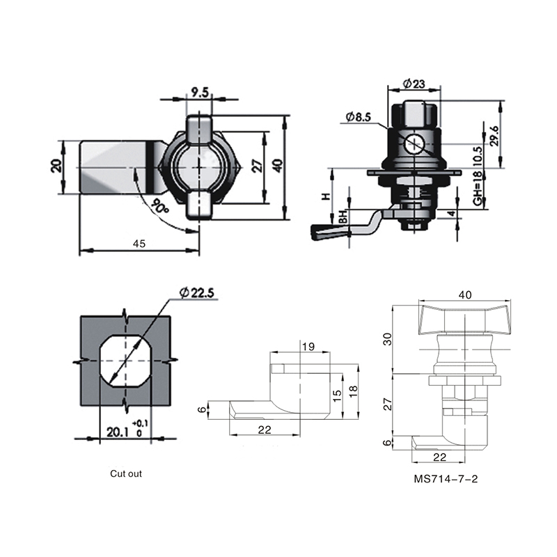 MS714-7 Blue Plastic Spray Cylindric Locks