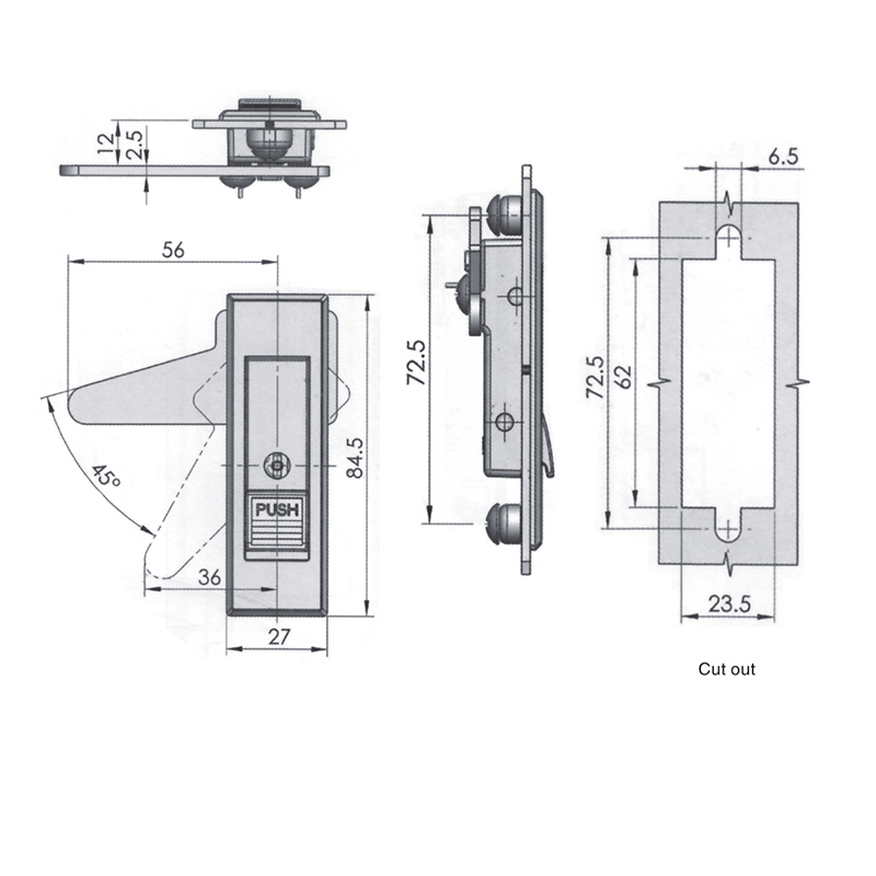 MS720 Plastic Button with Lock Cylinder Flat Door Locks