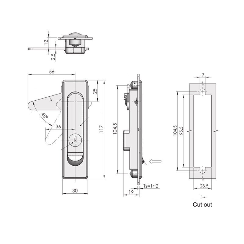 MS730 Stainless Steel Lock Cylinder Cover Flat Door Locks