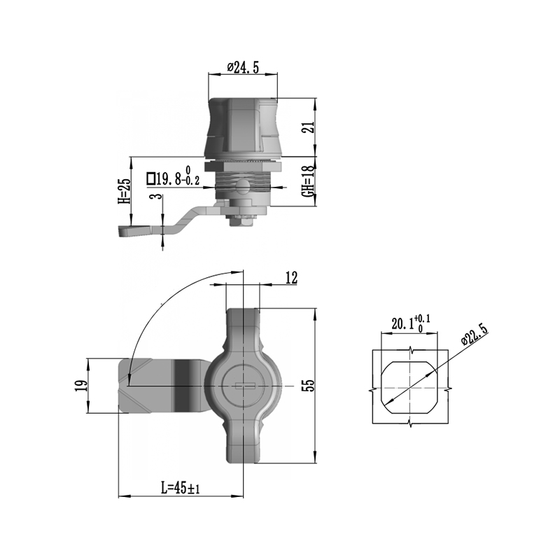 MS815-5 Black Handle Cylindric Locks with Lock Cylinder