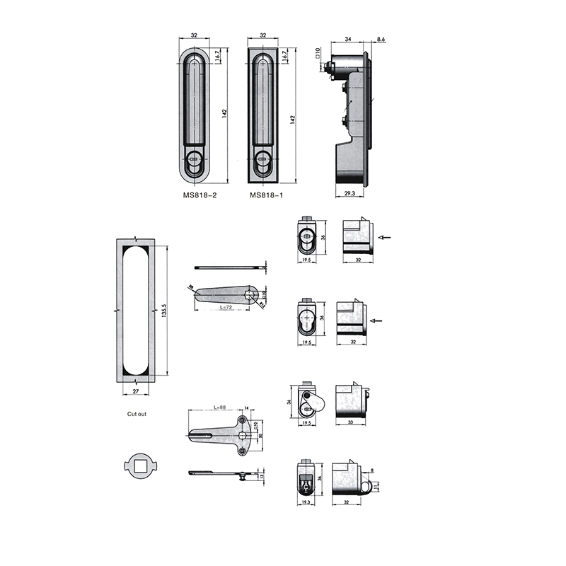 MS818-A SUS304 300N Load Stainless Steel Industrial Cabinet Locks