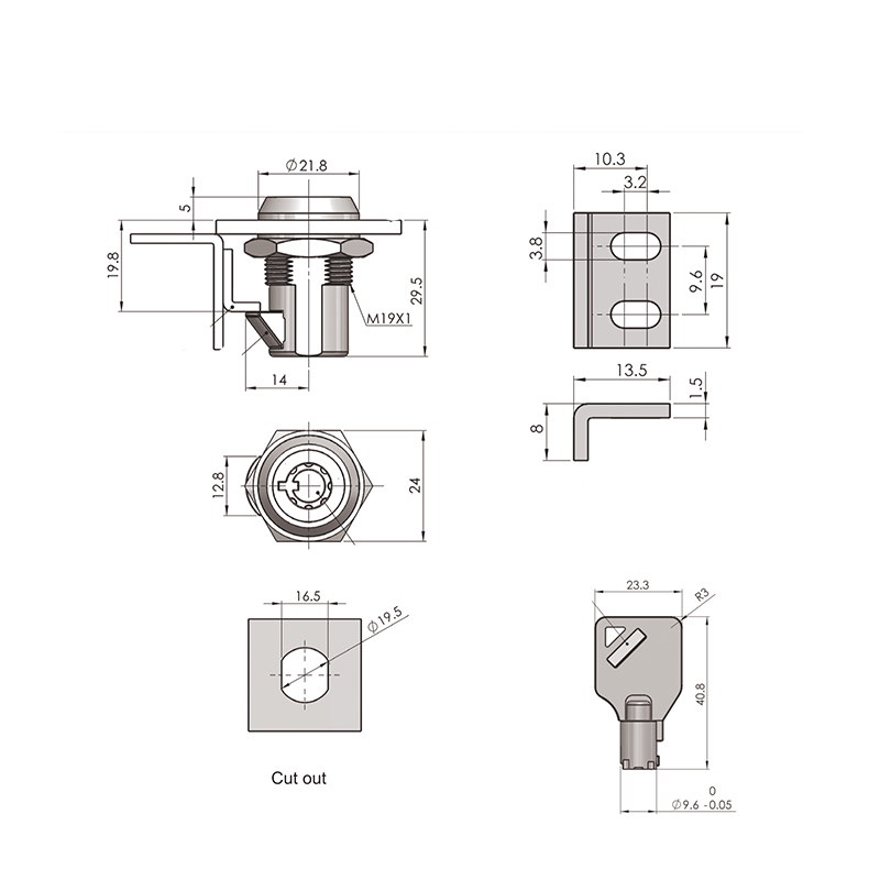 MS826-2 Zinc Alloy Base Billiard Lock Core Cylindric Locks