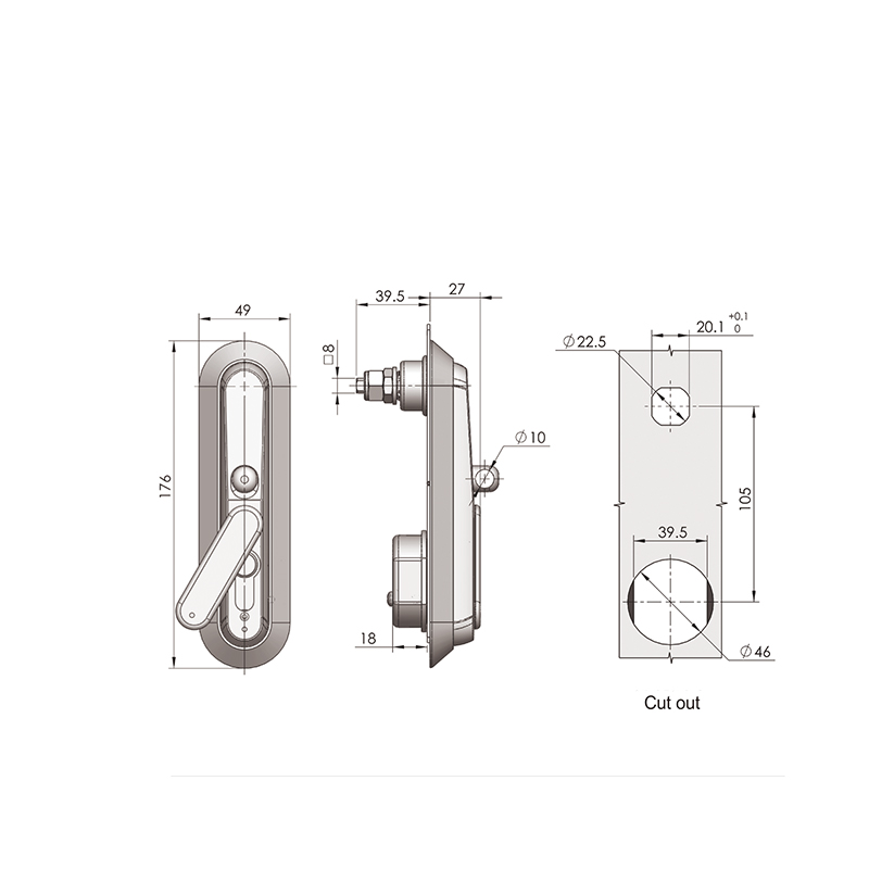 MS839 Steel Bolt Connected Industrial Flat Door Locks