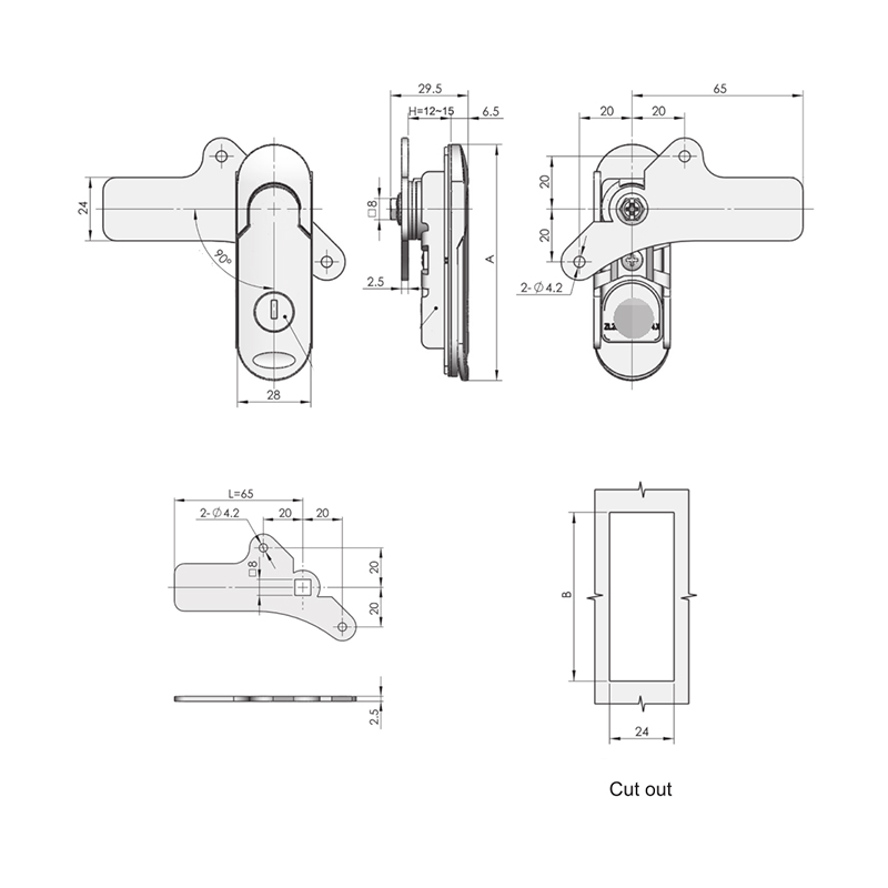 MS843 Lock Core Carbon Steel Plate Flat Door Locks