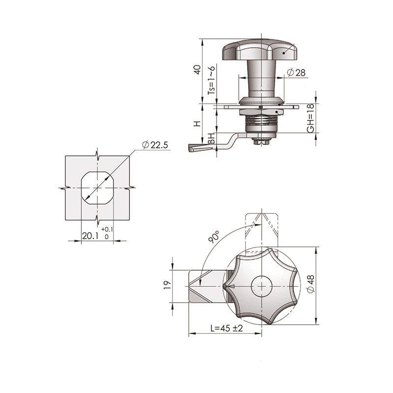 MS714-1 Sprayed Black Zinc Alloy Base Cylindric Locks