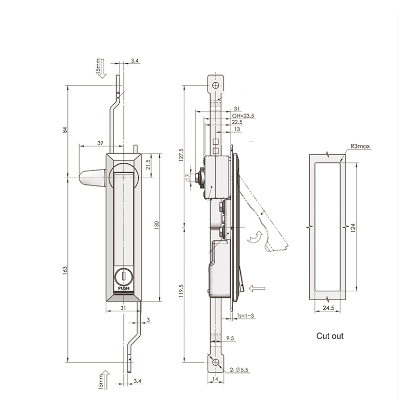 MS731-3 90°Rotation Open or Lock Connecting Rod Locks