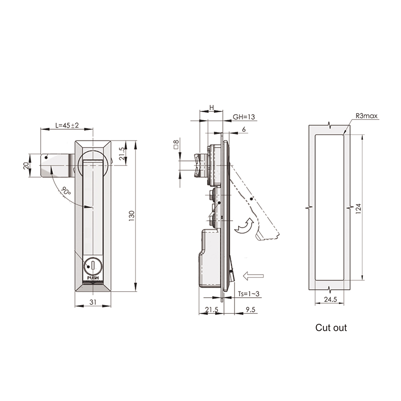 MS731-4 Black Painted Base Handle Connecting Rod Locks