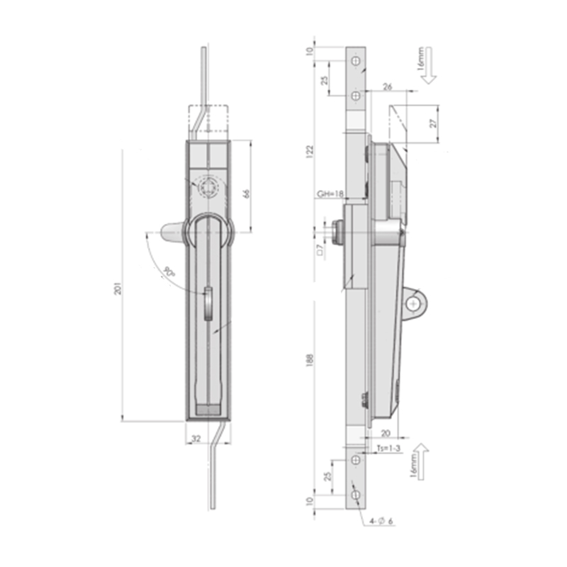 MS830-1P Zinc Alloy Padlock Industrial Connecting Rod Locks