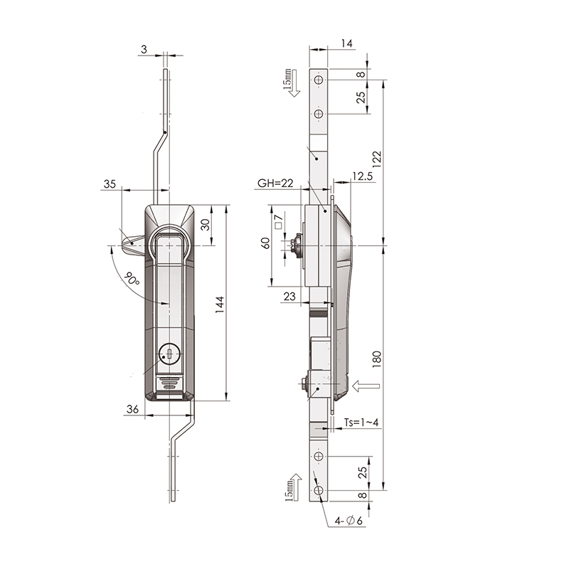 MS828 Lock Cylinder 180°Rotation Open Connecting Rod Locks