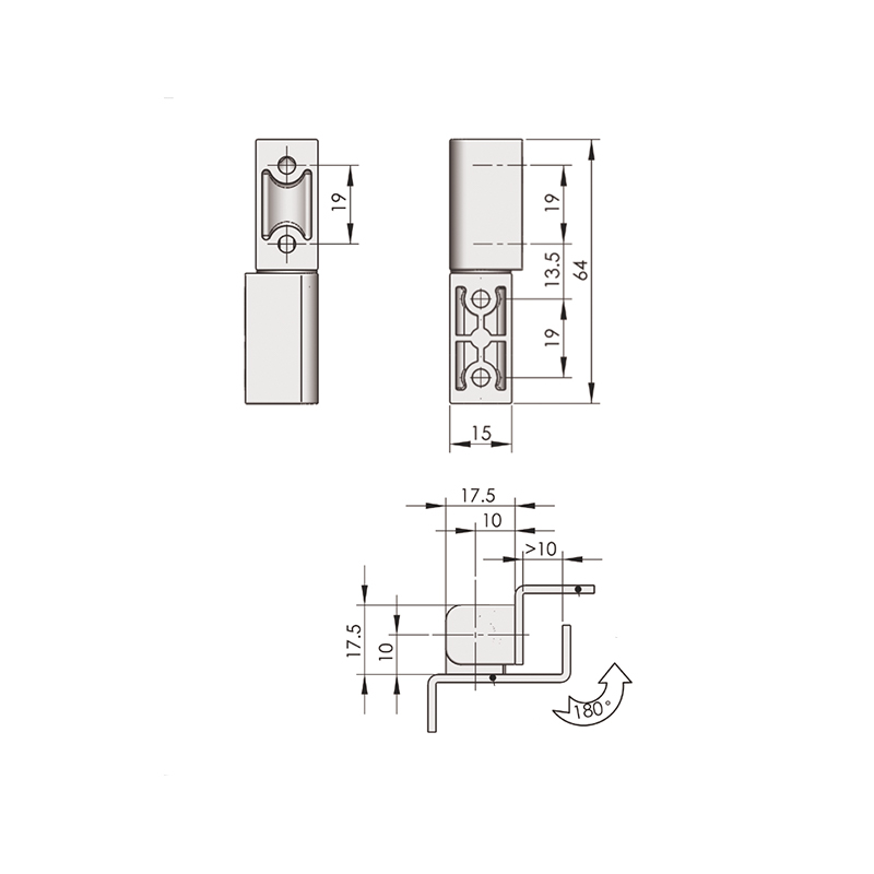 CL203-7 Surface Mirror Polishing Opening Angle 180°Stainless Steel Hinges