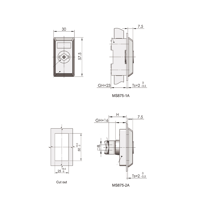 MS875-1A Triangular zinc Alloy Lock Cylinder Connecting Rod Locks