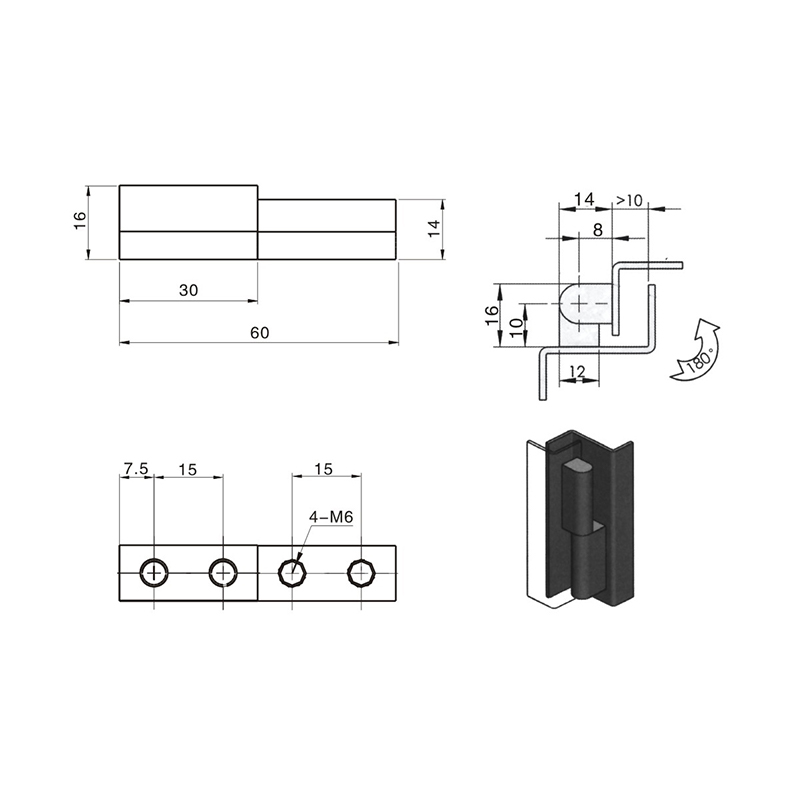 CL204-3A-2 70g Surface Mirror Polishing Stainless Steel Industrial Hinges