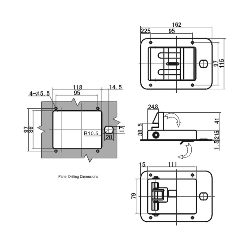 MS859 No Lock Cylinder Panel Locks with Padlock Device