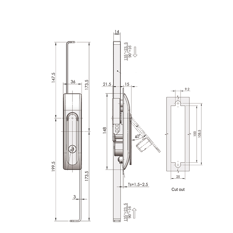 MS865 Connecting Rod Locks Rotary Handle to Operate Panels