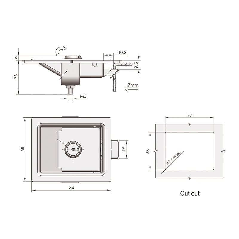 MS866-4A Black Spray Painted Industrial Panel Locks