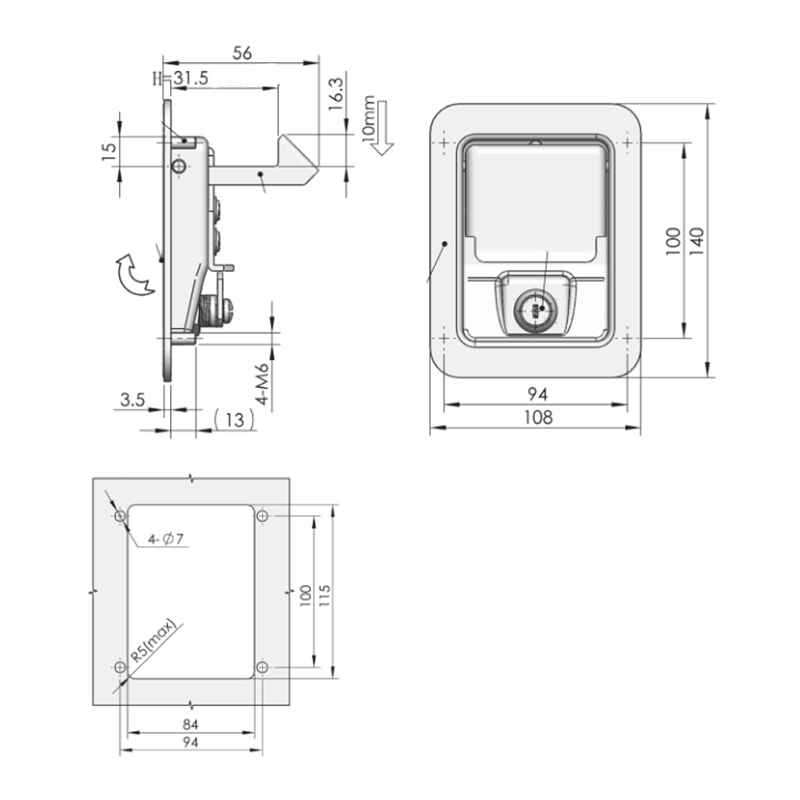 MS866-5-A Stainless Steel Bolt Strike Panel Locks