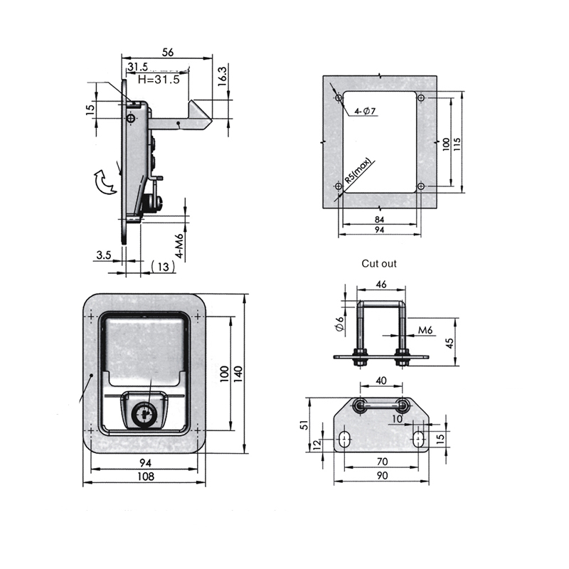 MS866-5 Zinc Alloy Lock Assembly Panel Locks