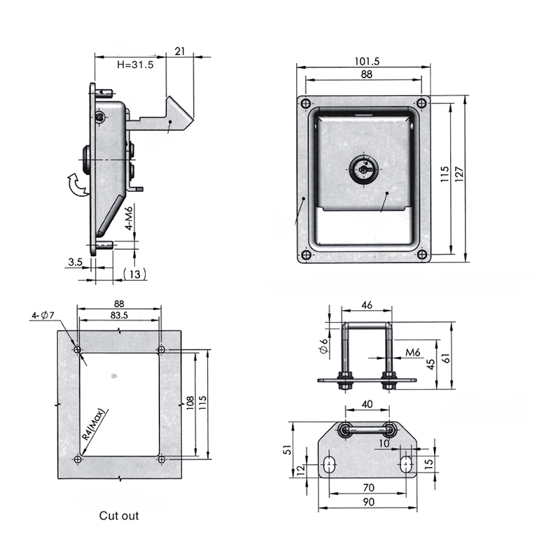 MS866-6 Bright Chrome Plated Assembly Panel Locks