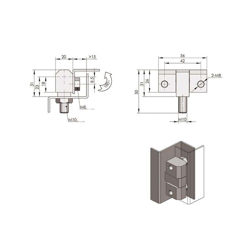 CL206-1S 210g 60lot Stainless Steel Hinges With Gasket