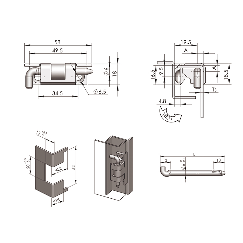 CL211-1 Spray Black Cassette Hinges Applicable 1.5MM TS Door Thickness