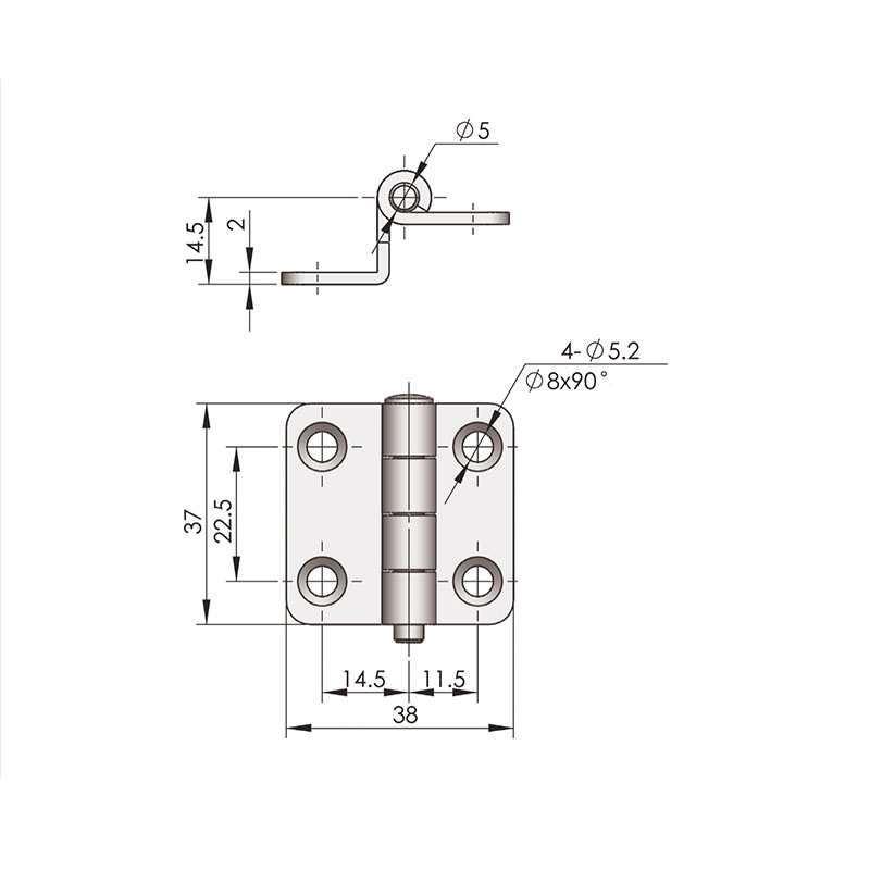 CL252 180°Opening Mirror Polishing Stainless Steel Hinges