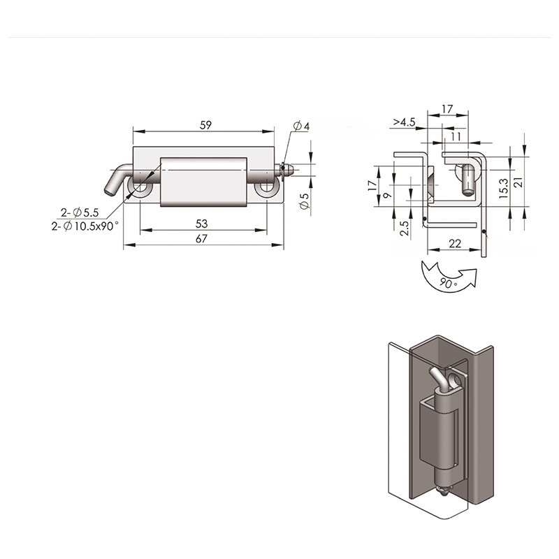 CL275-2S Surface Grinding Treatment Industrial Stainless Steel Hinges