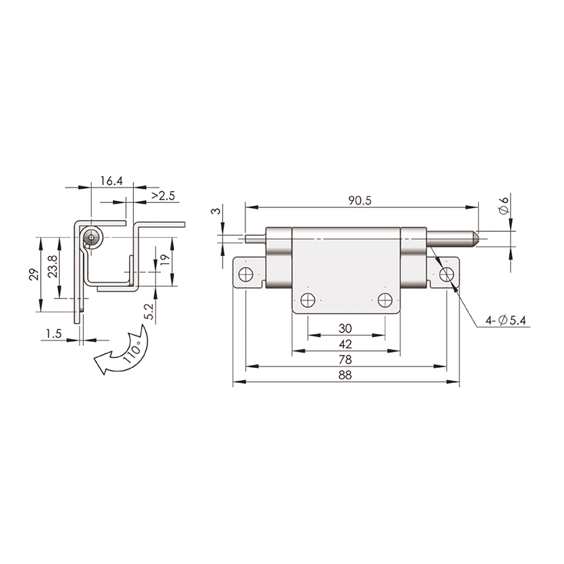 CL290-F 110°Open Mirror Polishing Industrial Iron Hinges