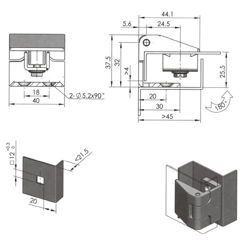 CL202-1 129g 120lot Black Spray Zinc Alloy Moving Cassette Hinges