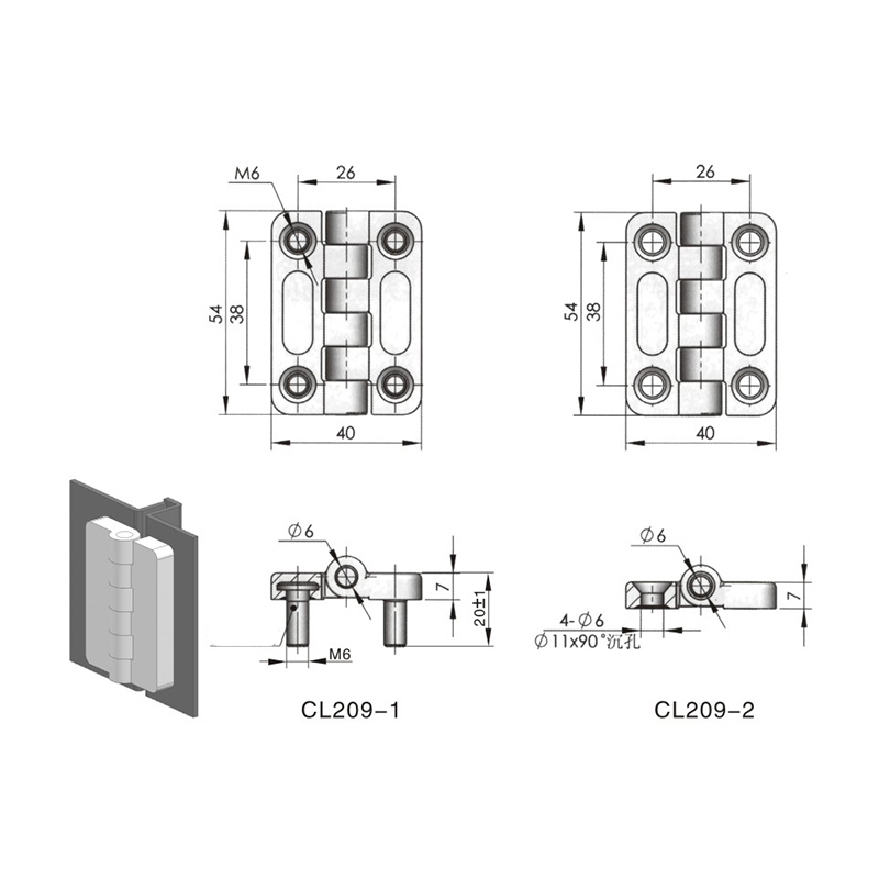 CL209-1S Brushed And Polished Stainless Steel Hinges With Pin